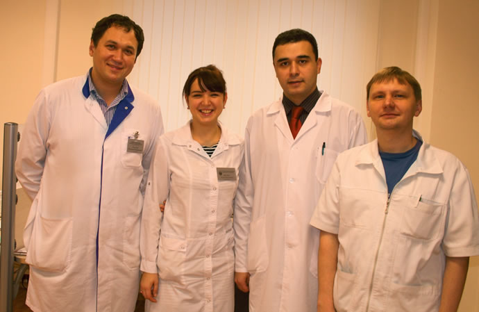 Сотрудники инновационного отдела (слева направо): И.И. Абдуллин, О.В. Шкабко, Н.Г. Кешишев, И.А. Шадеркин